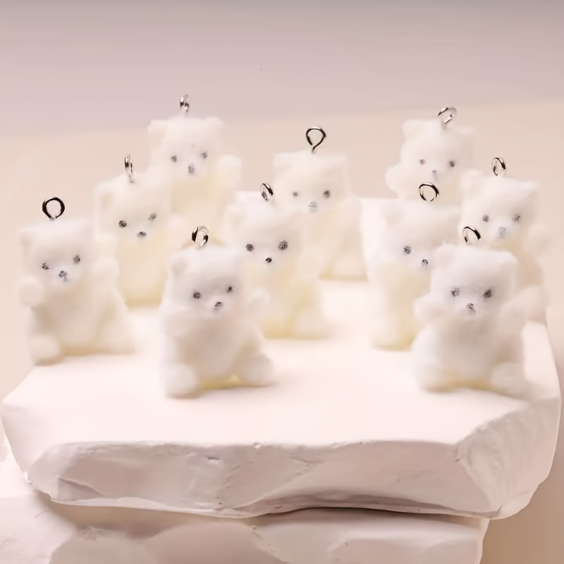 Resin Art Craft - 6Pcs Polar Bear Resin Charms Christmas