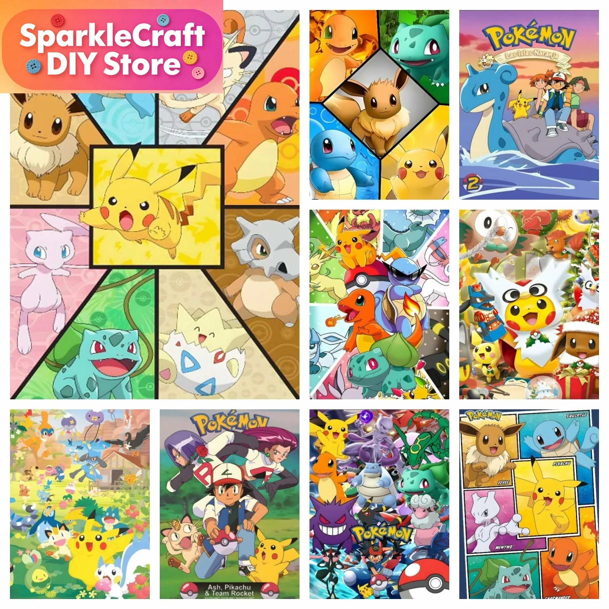Resin Art Work - 1pc frameless Cartoon Pokemon Anime Diamond