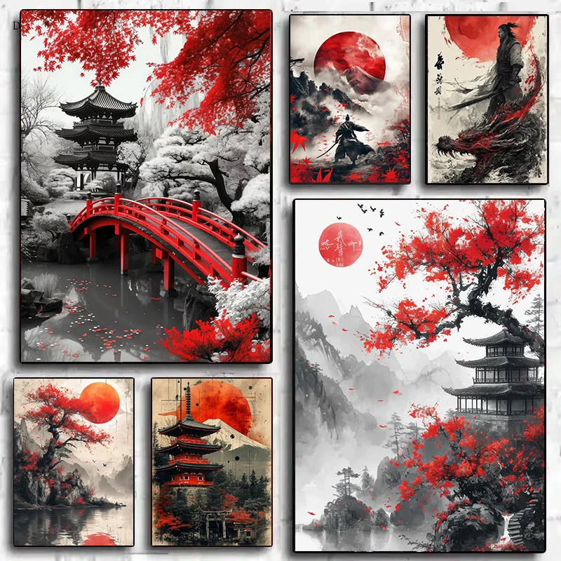 Resin Art And Deco - Samurai Warrior Red Moon Diamond Painting