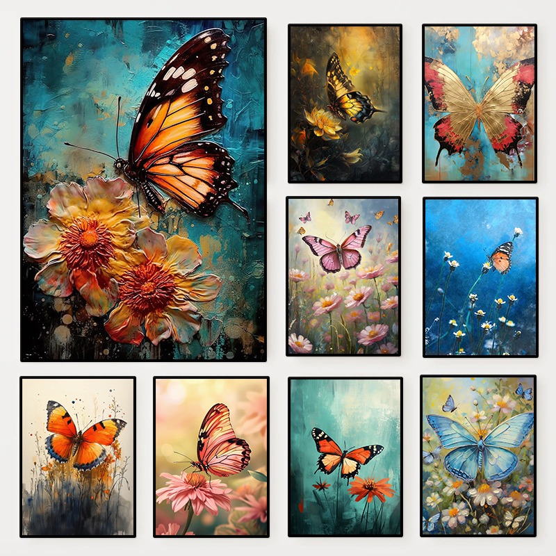 Resin Art And Deco - Floral Butterfly Poster Colorful Insect Flower