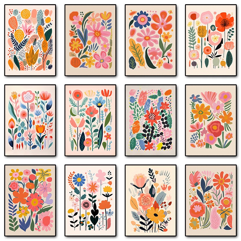Resin Art And Deco - Vintage Mid Century Floral Illustration Posters