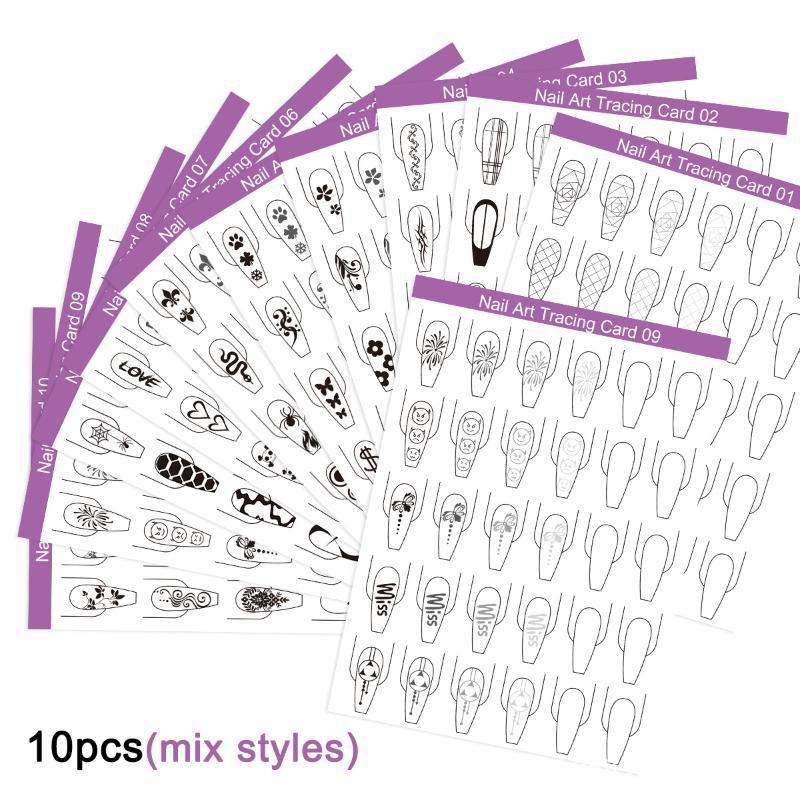 10pcs Nail Art Lines Practice  - Resin Art Guide Free recension och pris