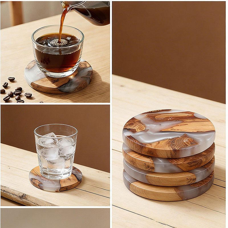 Drink Coaster Set, Wooden Bar  - Resin Art Work recension och pris