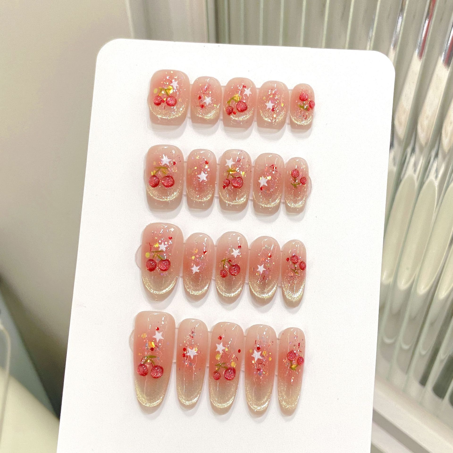 10pcs Sweet Cherry Press On Na - Resin Art Glitter recension och pris