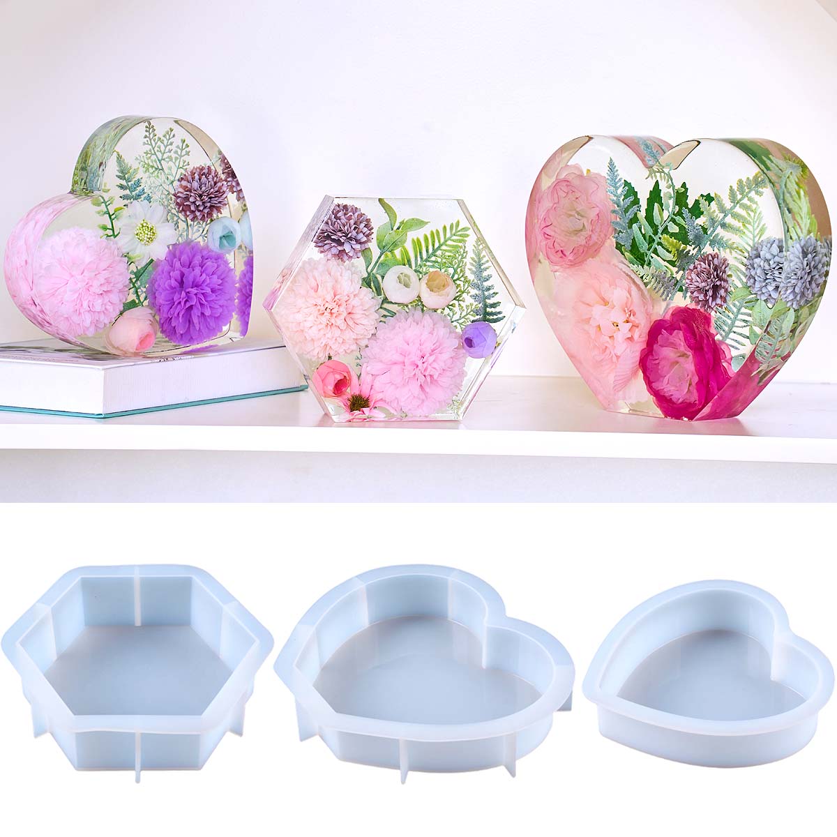 Heart Hexagon Ornament Bookend - Resin Art Mold recension och pris