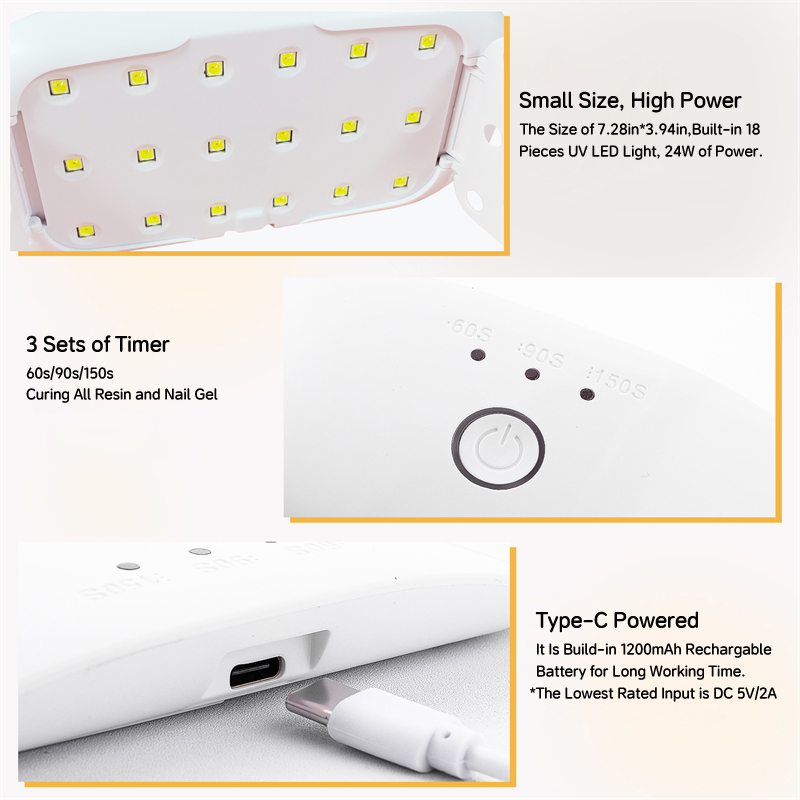 24W USB Rechargeable UV LED La - Uv Lamp Nail Resin recension och pris