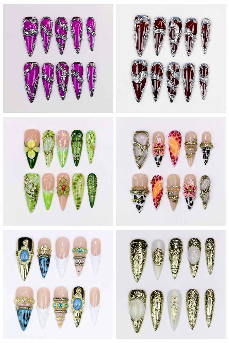 10Pcs Long Stiletto Press-On N - Resin Art And Design recension och pris
