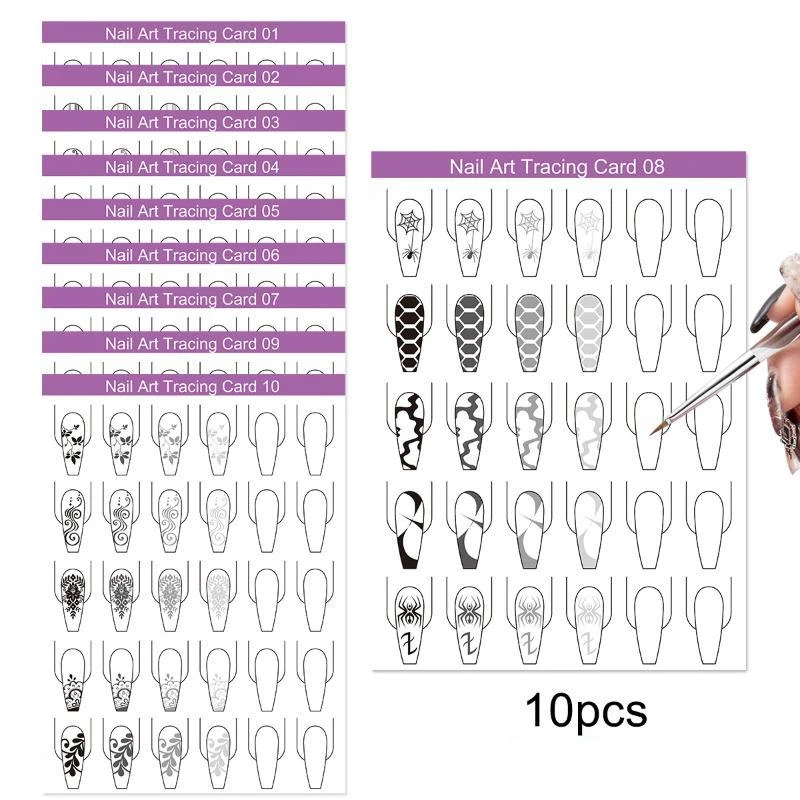 10pcs Nail Art Lines Practice  - Resin Art Guide Free recension och pris