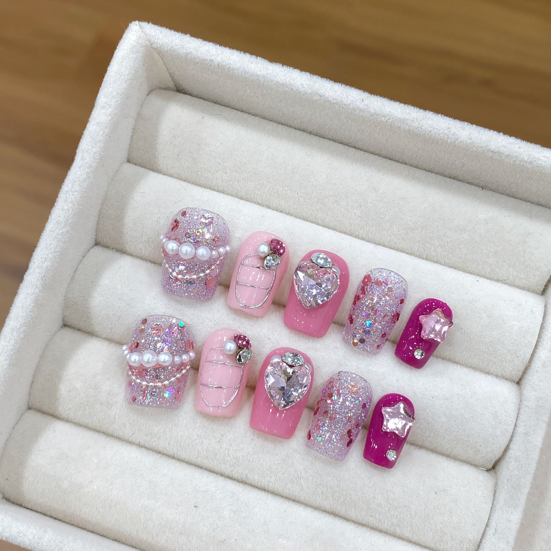 Handmade Press on Nails Shiny  - Resin Art Glitter recension och pris